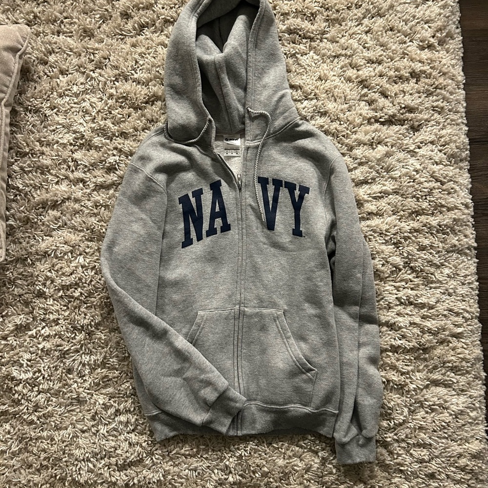 Soffe Gray Hoodie with Navy Lettering